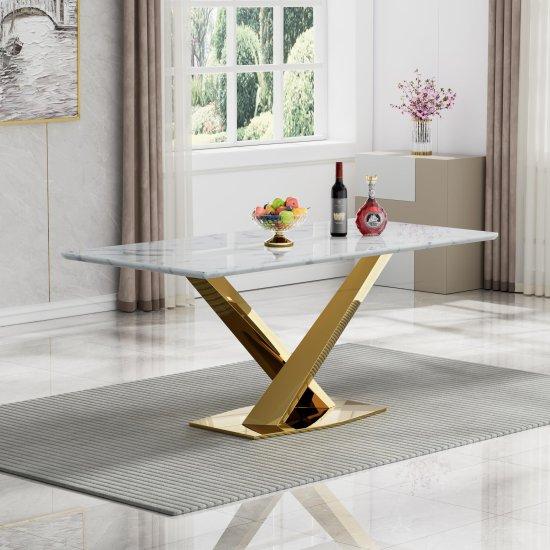 Mermer Desen Yemek Masası