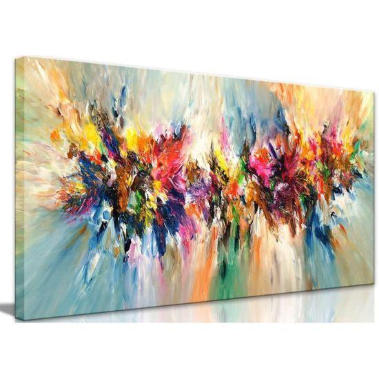 Büyük Boy Soyut Çiçek Desenli Modern Sanat Tuval Tablo Seti - Yaşam Alanları İçin Renkli Dekoratif Duvar Süsü 80x100 cm