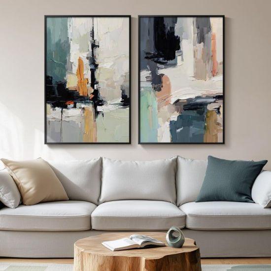 Modern Canlı Renkli İki Parça Soyut Duvar Sanat Tablosu