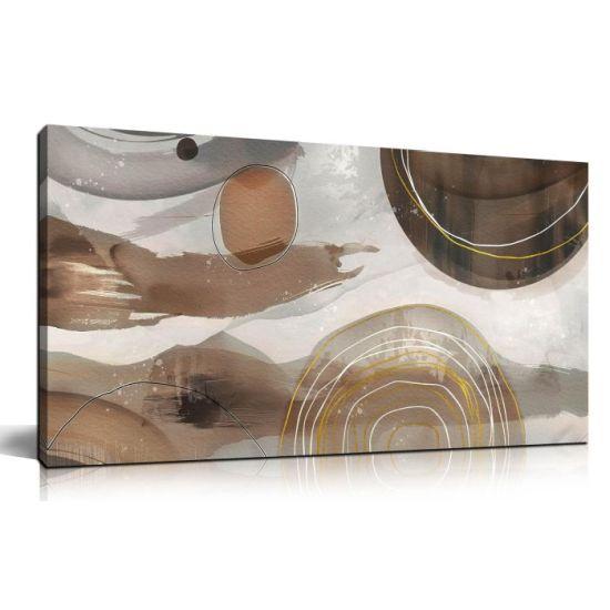 Gri ve Kahverengi Desenli Modern Sanat Tuval Tablo - Yaşam Alanı ve Çalışma Ofisi için 40x100 cm Dekoratif Duvar Süsü