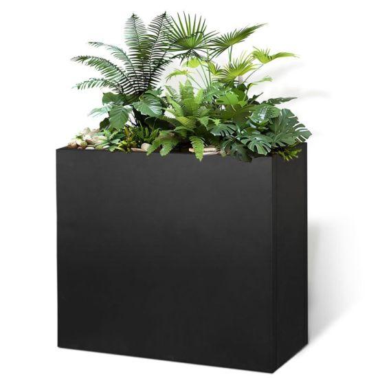 Siyah Metal Bölmeli Dış Mekan Bahçe Saksısı 62x25x62 cm