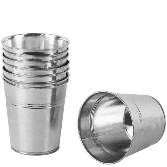 Gümüş Renk Galvanizli Metal 12x12x9 cm Çok Amaçlı Dekoratif Saksı