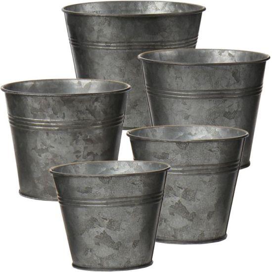 Paslanmaz Çok Boyutlu Galvanizli Metal Bahçe ve Ev Saksısı Seti