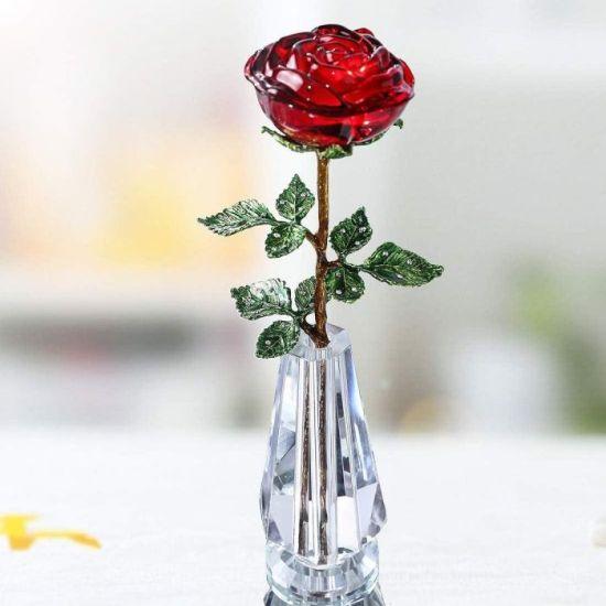Hediye İçin Kristal Gül Figürlü Süs Eşyası
