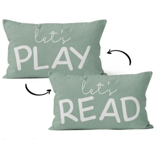 Yeşil Çift Taraflı Okuma Oyun Köşesi Çocuk Odası Dekoratif Yastık Kılıfı 20x50 cm