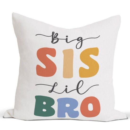 Kardeş Odası İçin Büyük Erkek Kardeş Küçük Kız Kardeş Desenli 45x45 cm Dekoratif Yastık Kılıfı