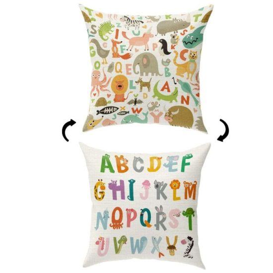 Renkli Gökkuşağı Alfabeli Çocuk Odası Dekoratif Yastık Kılıfı 45x45 cm