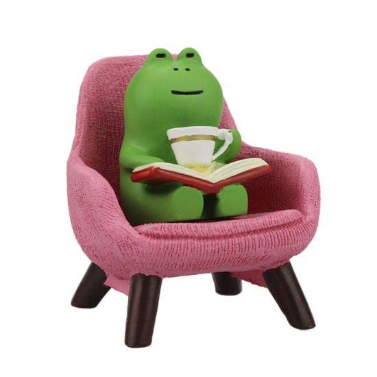 Pembe Koltuklu Sevimli Kurbağa Figürü Masa Süsü