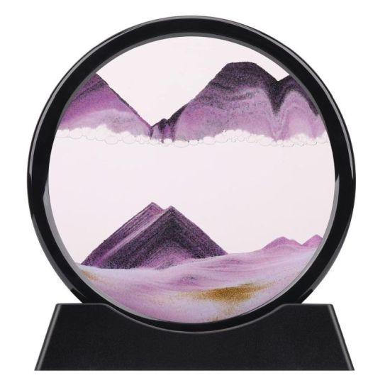 Mor Akışkan Kum Sanat Çerçevesi 17 cm Dekoratif Masa Süsü