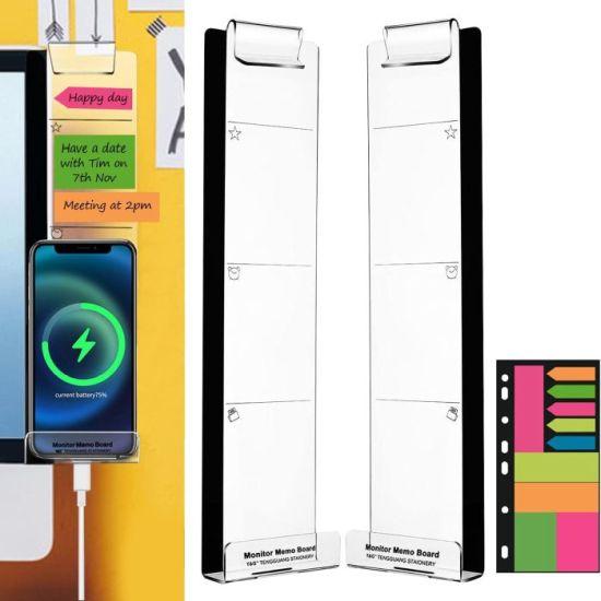 Şık Çok Fonksiyonlu Şeffaf Yan Panel Not ve Telefon Tutucu Düzenleyici