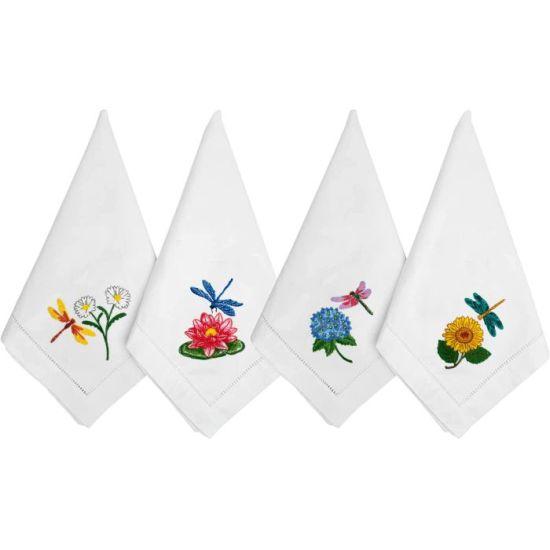 İşlemeli Pamuklu Kelebek Desenli Sofra Peçetesi Seti - 45x45 cm Yumuşak Dokulu El Yapımı Masa Örtüsü