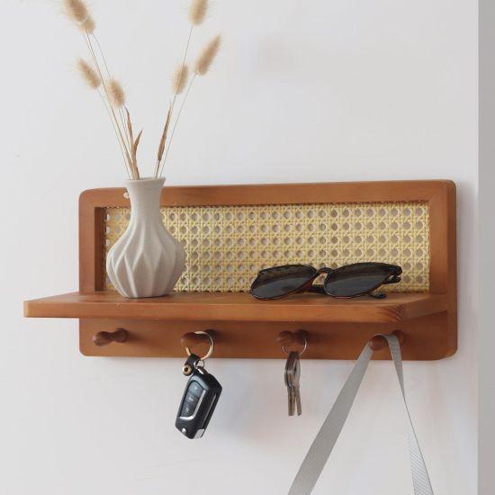 Rattan Duvar Rafı