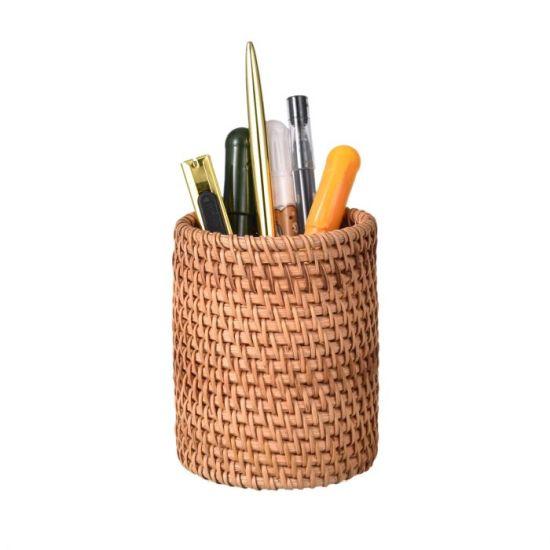 Doğal Rattan El Örgüsü Çok Fonksiyonlu Masa Organizatörü 