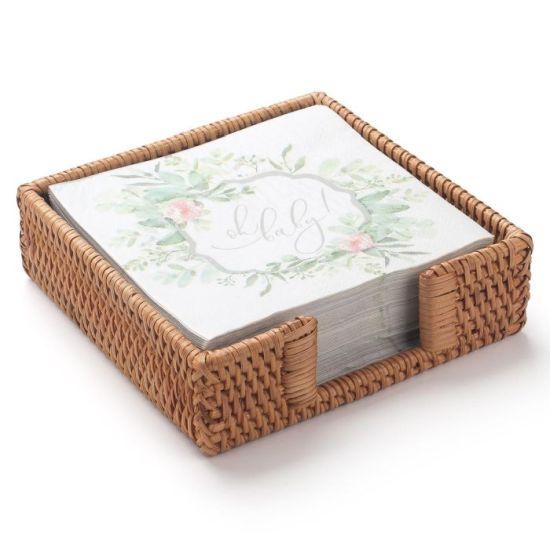 Doğal Rattan Örme Masa Kaşıklığı - Şık Kare Tasarım Sofra Düzenleyici 