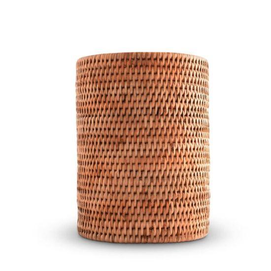 El Örgüsü Doğal Rattan Mutfak Eşyaları Düzenleyici - 20 cm Yükseklik, 14 cm Çap 