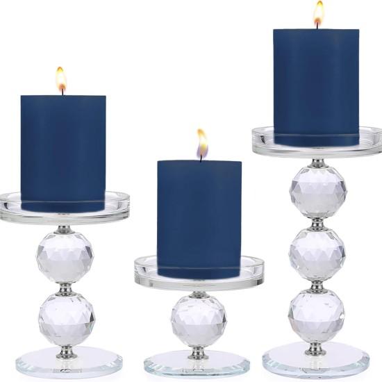 3lü Cam Şamdan Mumluk