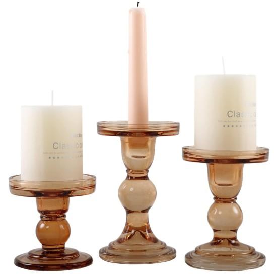 3lü Cam Şamdan Mumluk