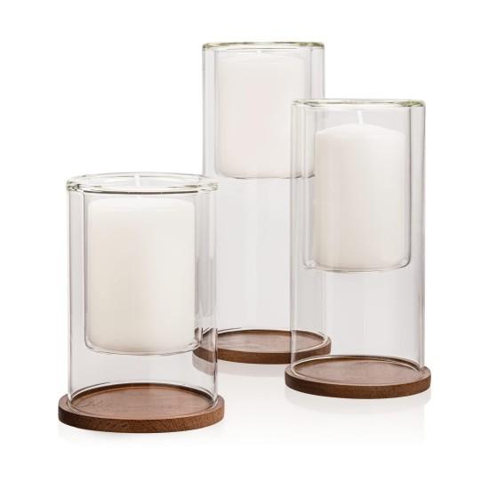 3lü Cam Şamdan Mumluk