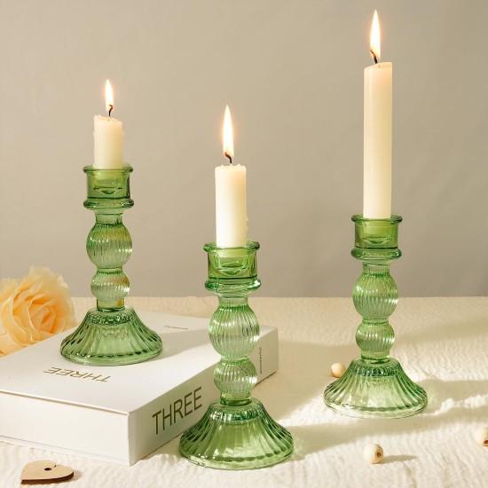 3lü Cam Şamdan Mumluk