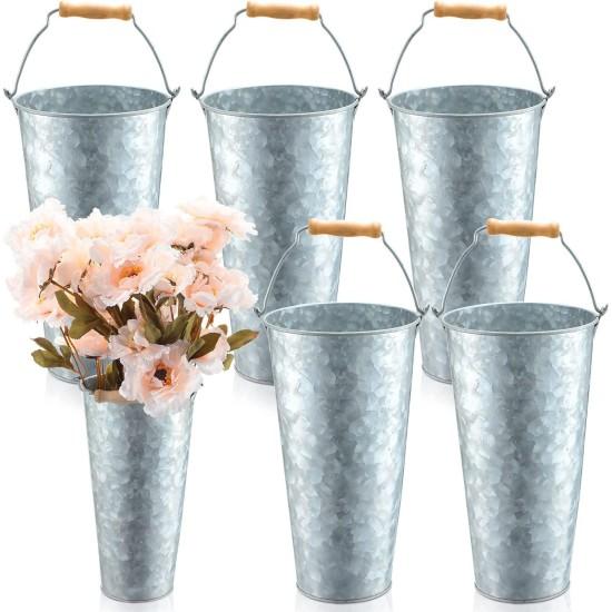 Galvaniz Metal Çiçek Kovası