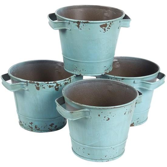 Galvaniz Metal Çiçek Kovası