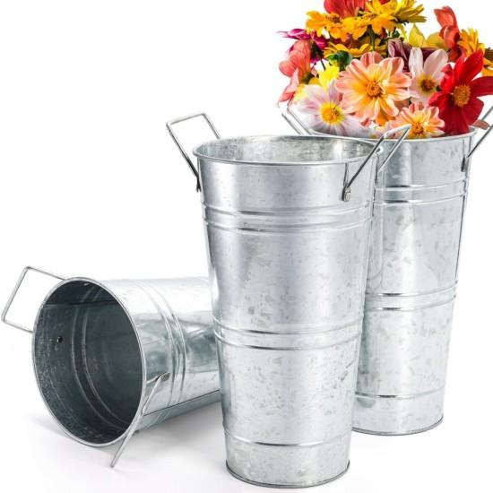 Galvaniz Metal Çiçek Kovası