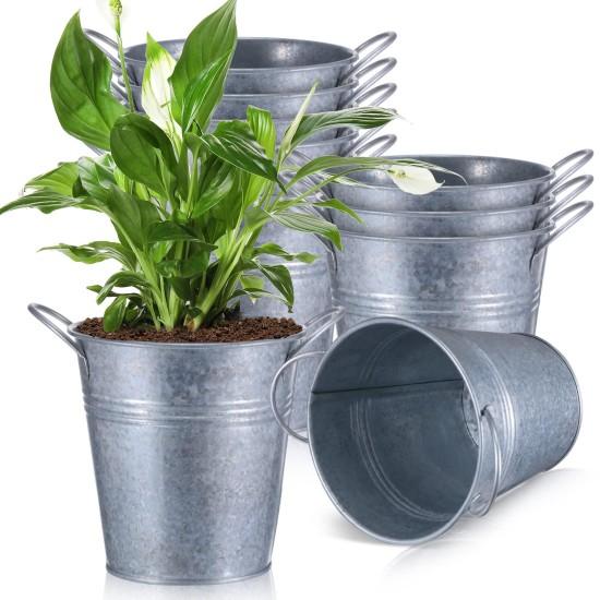 Galvaniz Metal Çiçek Kovası