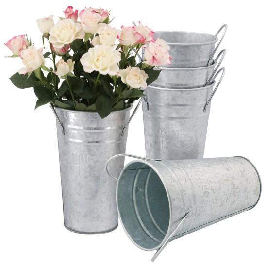 Galvaniz Metal Çiçek Kovası