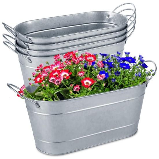 Galvaniz Metal Çiçek Kovası