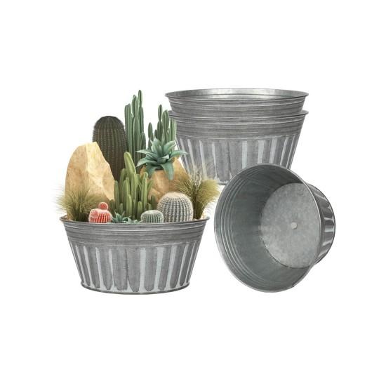 Galvaniz Metal Çiçek Kovası
