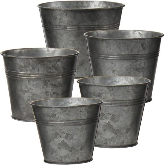 Galvaniz Metal Çiçek Kovası