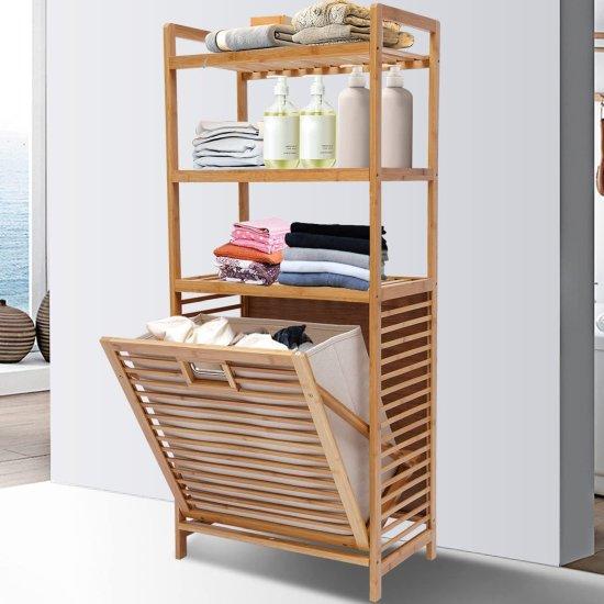 Bambu Raflı Kirli Sepeti