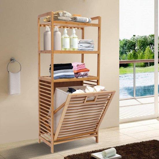 Bambu Raflı Kirli Sepeti