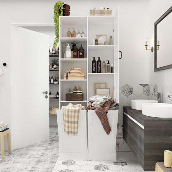 Çamaşır Sepetli Banyo Dolabı