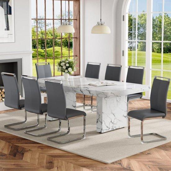 Mermer Desenli Masa Sandalye Seti