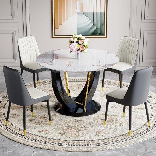 Mermer Desenli Masa Sandalye Seti