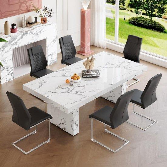 Mermer Desenli Masa Sandalye Seti