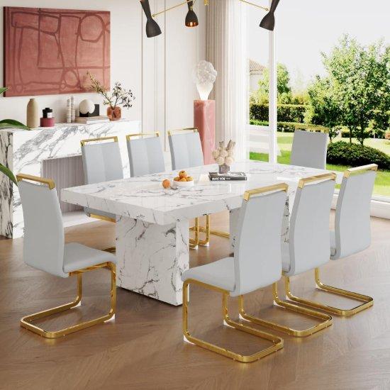 Mermer Desenli Masa Sandalye Seti