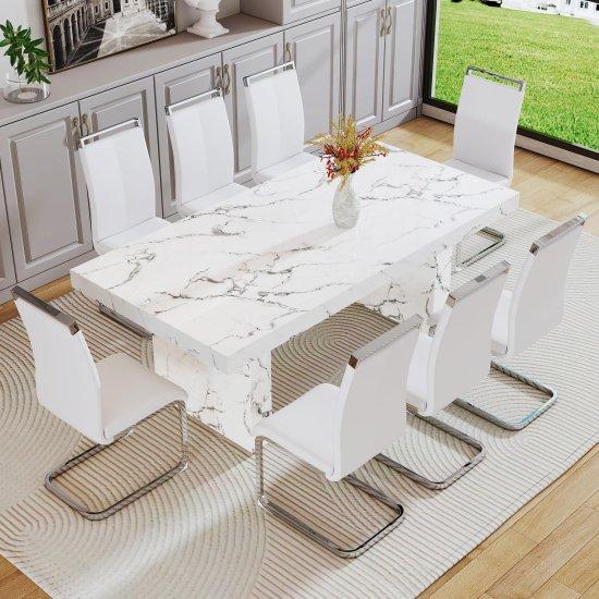 Mermer Desenli Masa Sandalye Seti