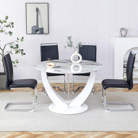 Mermer Desenli Masa Sandalye Seti