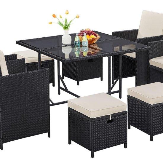 Rattan Camlı Masa Sandalye Takımı