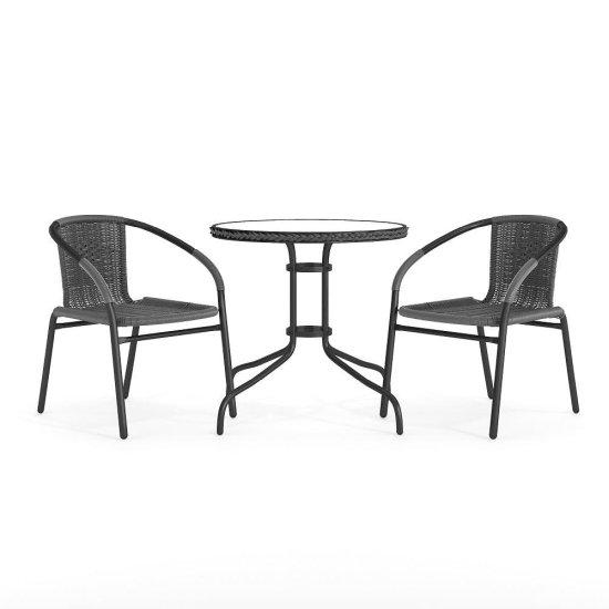 Rattan Camlı Masa Sandalye Takımı