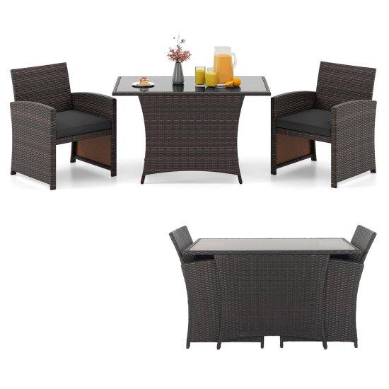 Rattan Camlı Masa Sandalye Takımı