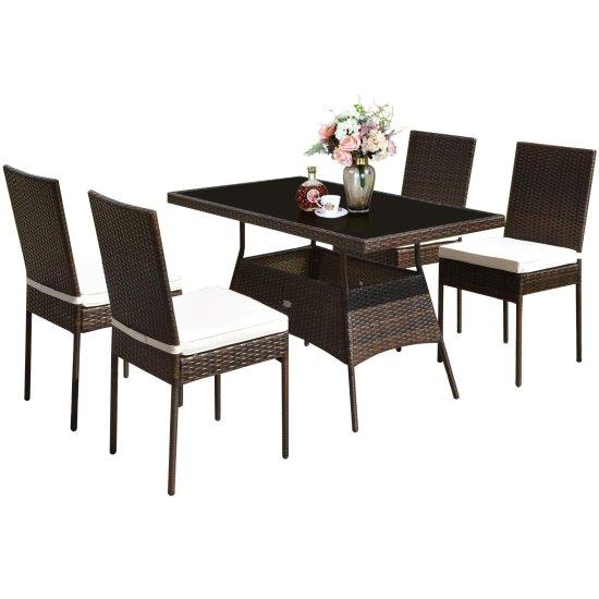 Rattan Camlı Masa Sandalye Takımı