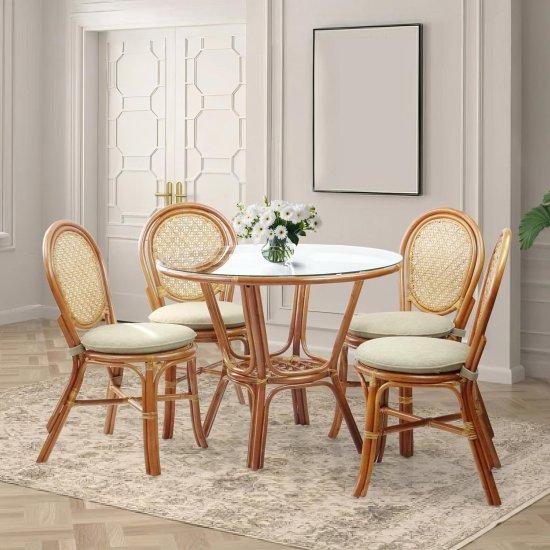 Rattan Camlı Masa Sandalye Takımı