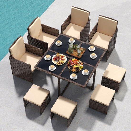 Rattan Camlı Masa Sandalye Takımı