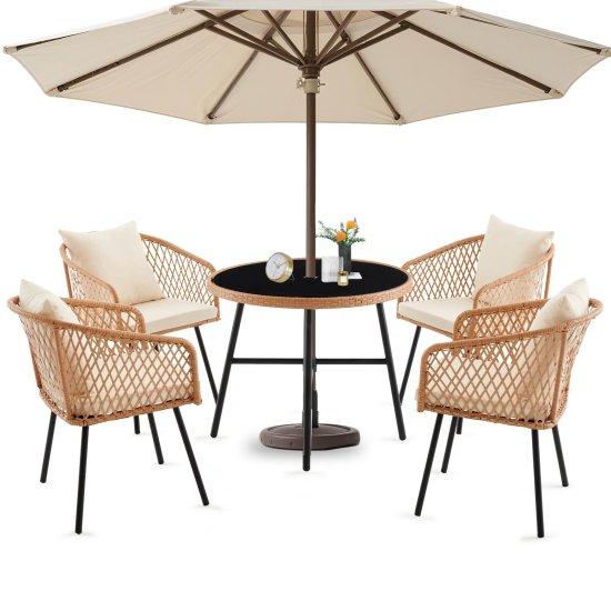Rattan Camlı Masa Sandalye Takımı
