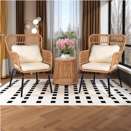 Rattan Camlı Masa Sandalye Takımı