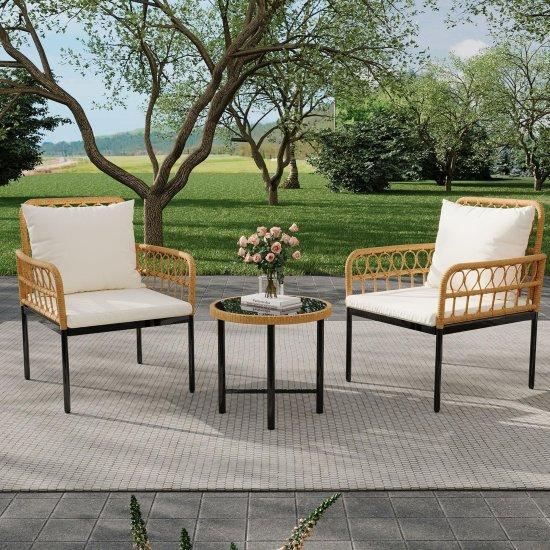 Rattan Camlı Masa Sandalye Takımı