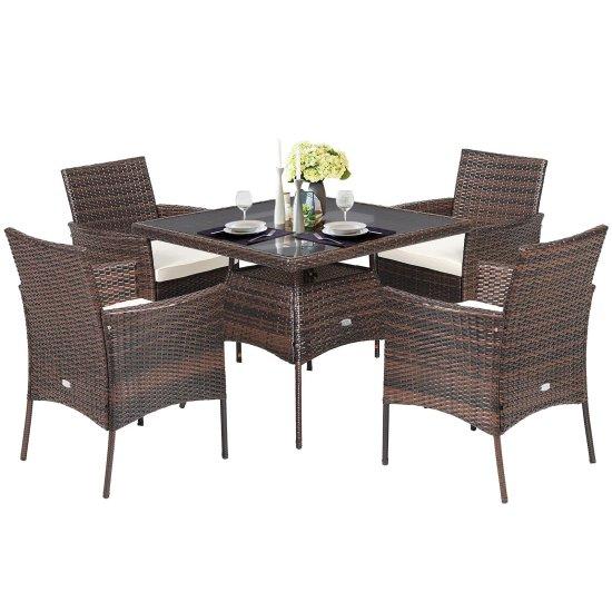 Rattan Camlı Masa Sandalye Takımı